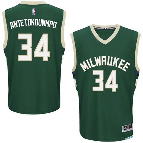 Mens Adidas Milwaukee Bucks 34 Giannis Antetokounmpo Authentic Green Road NBA Jersey